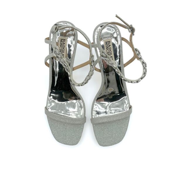 Badgley Mischka Kai Stiletto Heel Ankle Strap Stiletto Sandal in Silver - Size 9 - Picture 2 of 10